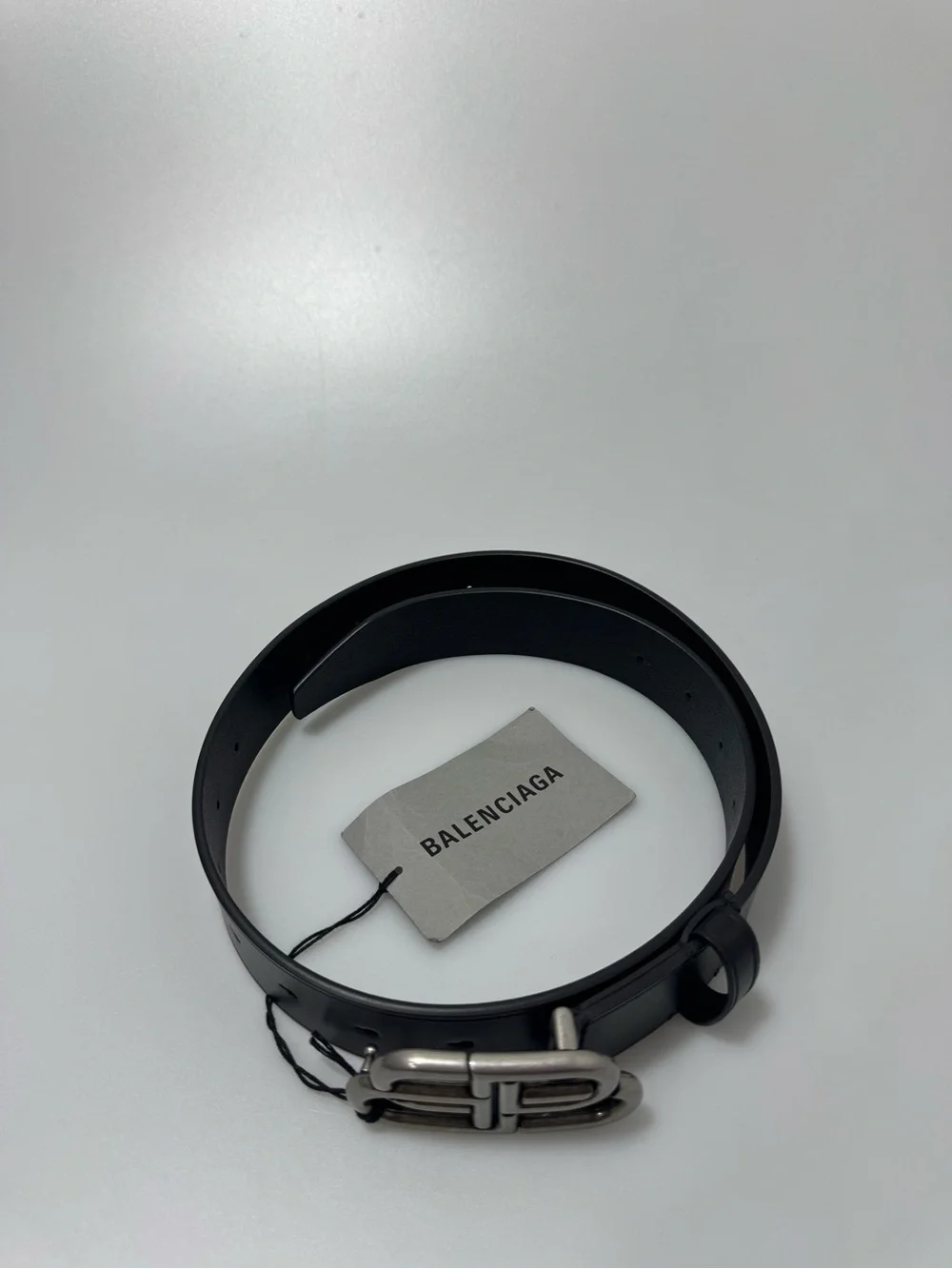 Balenciaga BB Logo Belt Leather Black Silver 75/30